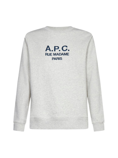 A.p.c. Logo Printed Crewneck Sweatshirt In Grey