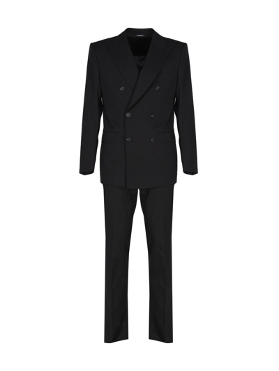 Dolce & Gabbana Double Breasted Tailored Suit In Black