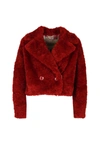 Herno Cropped Fur Jacket In Red