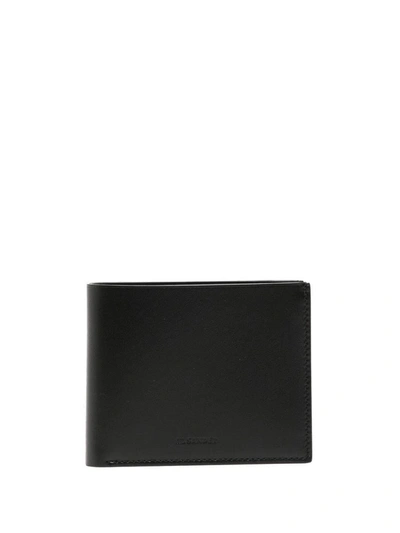 Jil Sander Debossed-logo Leather Wallet In Black