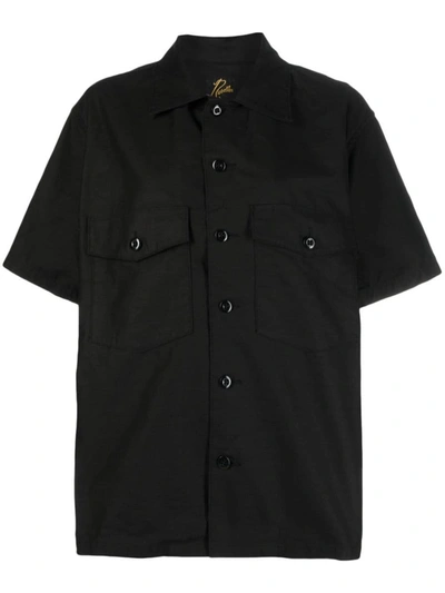Needles Flap-pockets Cotton Shirt In B-black