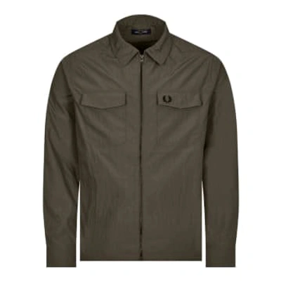 Fred Perry Zip-through Overshirt In Green