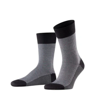 Falke Black Herringbone Sensitive Socks