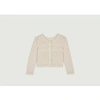 Ba&sh Cotton Cropped Open Knit Cardigan In Off White