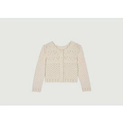 Ba&sh Cotton Cropped Open Knit Cardigan In Off White