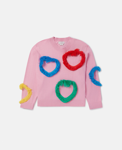 Stella Mccartney Fringed Heart Sweatshirt In Pink