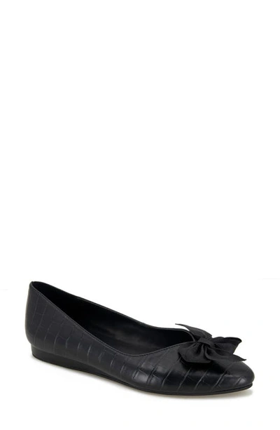 Kenneth Cole Reaction Lily Bow Flat In Black Croco