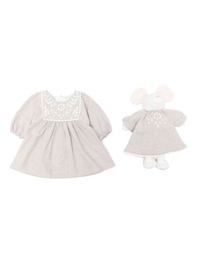 Chloé Babies' Floral-embroidered Cotton Gift Set In Beige