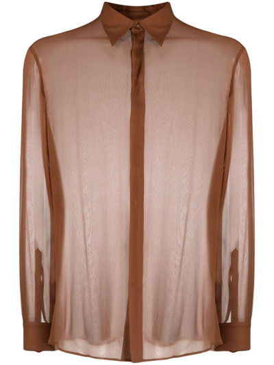 Moschino Silk Sheer Shirt In Brown