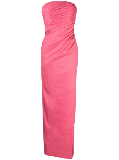 Rachel Gilbert Mira Pleated Strapless Gown In Pink