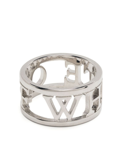 Off-white Logo-detailed Cut-out Ring In Silver No