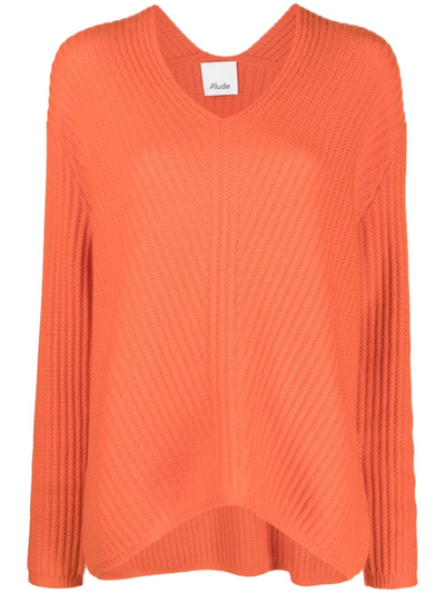 Allude Ribbed-knit Cashmere Sweatshirt In Orange