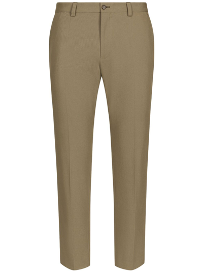 Dolce & Gabbana Mid-rise Tapered Chino Trousers In Brown