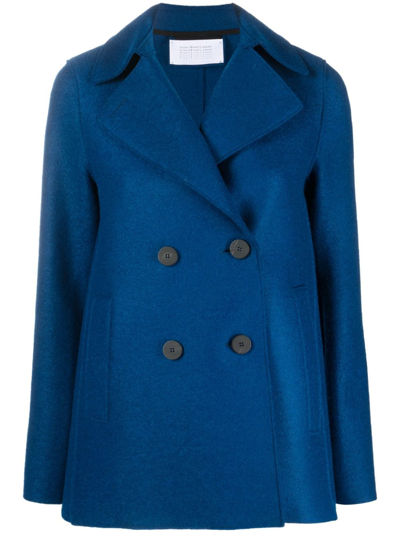 Harris Wharf London Double-breasted Virgin Wool Jacket In Blue