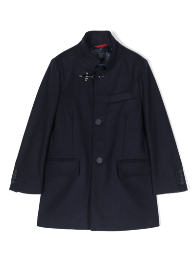 Fay Kids' Layered Single-breasted Coat In Blue