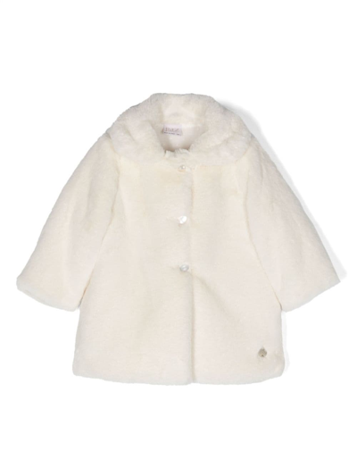 Paz Rodriguez Babies' Single-breasted Faux-fur Coat In Neutrals