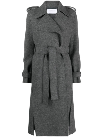 Harris Wharf London Belted Double-breasted Virgin Wool Coat In Grey