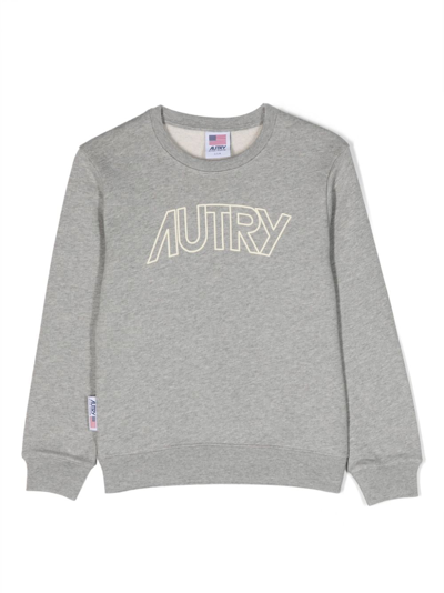 Autry Kids' Logo-print Cotton Sweatshirt In Grey