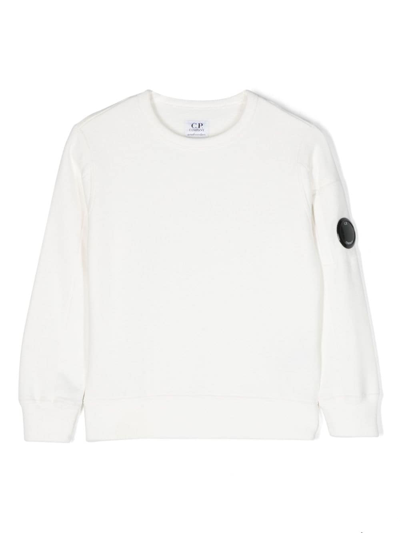 C.p. Company Kids' Signature Lens-patch Sweatshirt In White