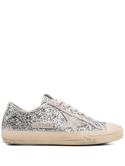 Golden Goose V-star Glittered Sneakers In Grey