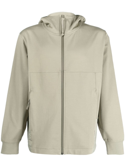 C.p. Company Panelled Zip-up Hoodie In Green