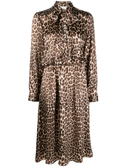 P.a.r.o.s.h Leopard-print Silk Midi Dress In Brown