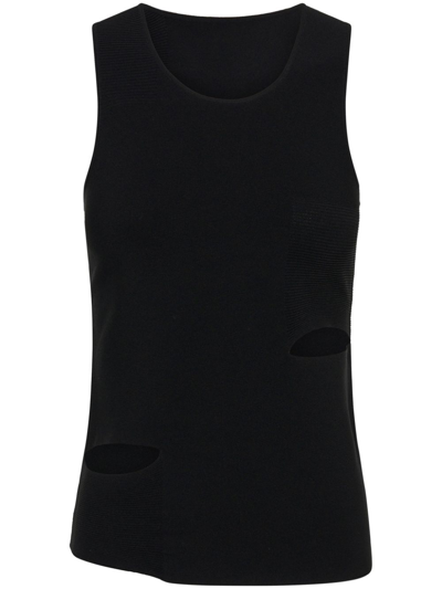 Dion Lee Cinched Ripped-detail Tank Top In Black