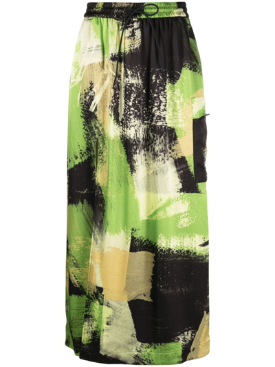 Y-3 Graphic-print Maxi Skirt In Black