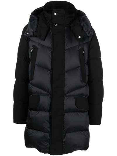 Moorer Quilted Shearling-collar Padded Jacket In Blue