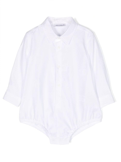 Dolce & Gabbana Babies' Button-up Long-sleeve Body In White