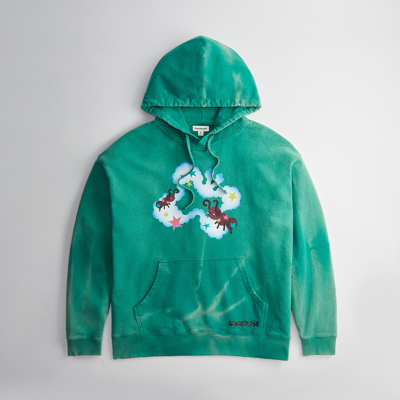 Coach Outlet Hoodie In 95% Recycled Cotton With Wavy Wash: Floating Butterfly, Size: Medium In Green