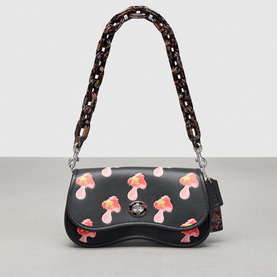 Coach Outlet Wavy Dinky In Coachtopia Leather With Mushroom Print In Black