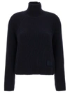 Ami Alexandre Mattiussi Ami Logo Patch Ribbed Turtleneck Sweater In Blue