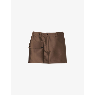 Sandro Dada Satin Cargo Mini Skirt In Brown