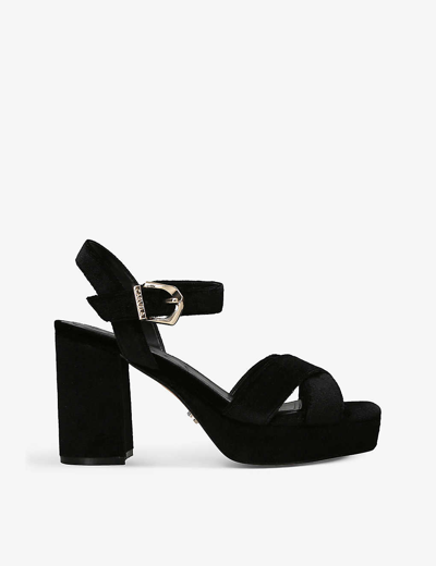 Carvela Womens Black Serafina Cross-strap Velvet Platform Sandals