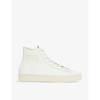 Allsaints Womens White Tana Logo-print Leather High-top Trainers
