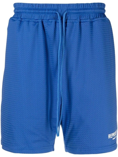 Represent Logo-print Track Shorts In Blau