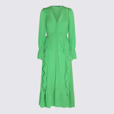 Self-portrait Ruffle-trimmed Pleated Midi Dress In Green