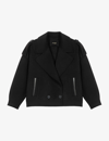 Maje Double Breasted Oversize Wool Blend Jacket In Noir / Gris