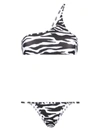 Attico Black Zebra-print One-shoulder Bikini In White