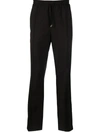 Valentino Drawstring-waist Straight-leg Trousers In Ebony