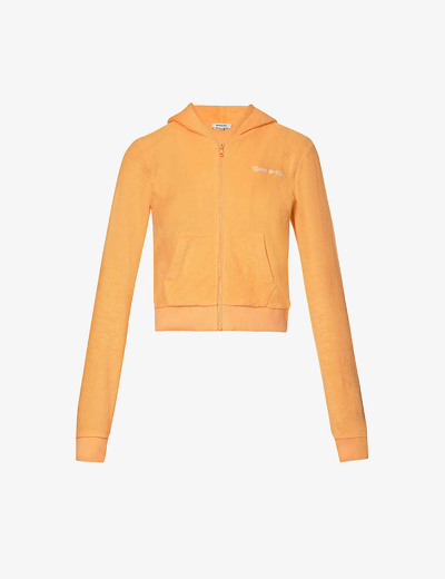 Sporty And Rich Tennis Club Brand-embroidered Cotton Hoody In Saffron