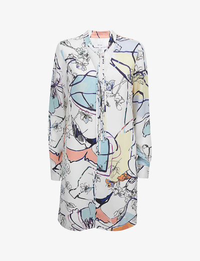 Reiss Womens Multi Margarite Abstract-sketch Print Woven Mini Dress