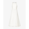 Aje Florence Pearl-trimmed Cotton Midi Dress In White