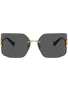 Miu Miu Mu 54ys 80 Rimless Titanium Wrap Sunglasses In Black