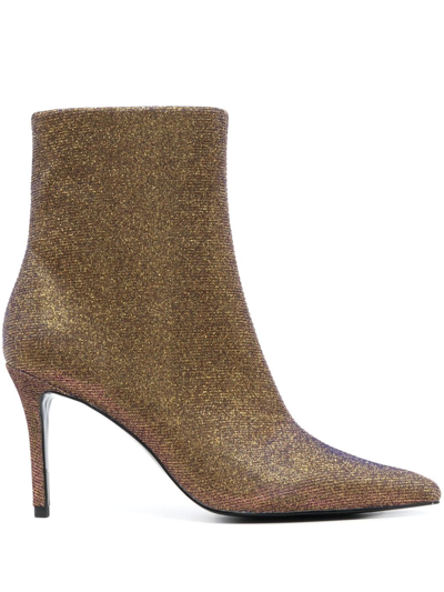 Versace Jeans Couture Scarlett 90mm Metallic Ankle Boots In Gold
