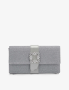 MANOLO BLAHNIK CAPRI CRYSTAL-EMBELLISHED COTTON AND SATIN CLUTCH BAG