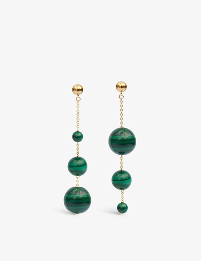 The Alkemistry Womens Yellow Gold Boba Matcha 18ct Yellow-gold And Malachite Drop Earrings