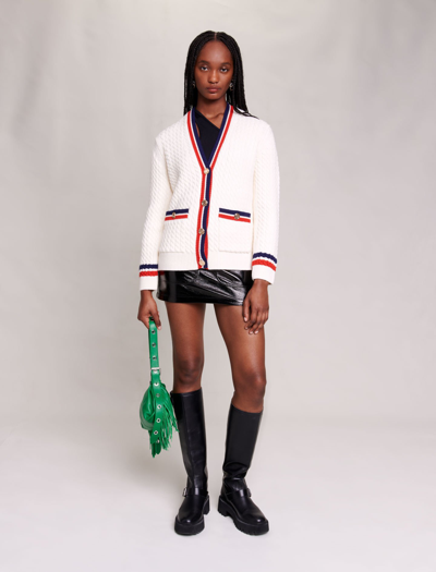 Maje Long Knit Cardigan For Fall/winter In White