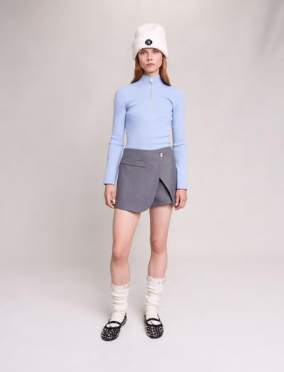 Maje Short Wraparound Skirt For Spring/summer In Grey